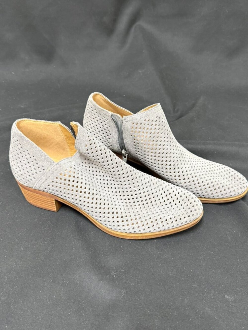 Lucky Brand Gray Suede Perforate Booty - Size 7.5